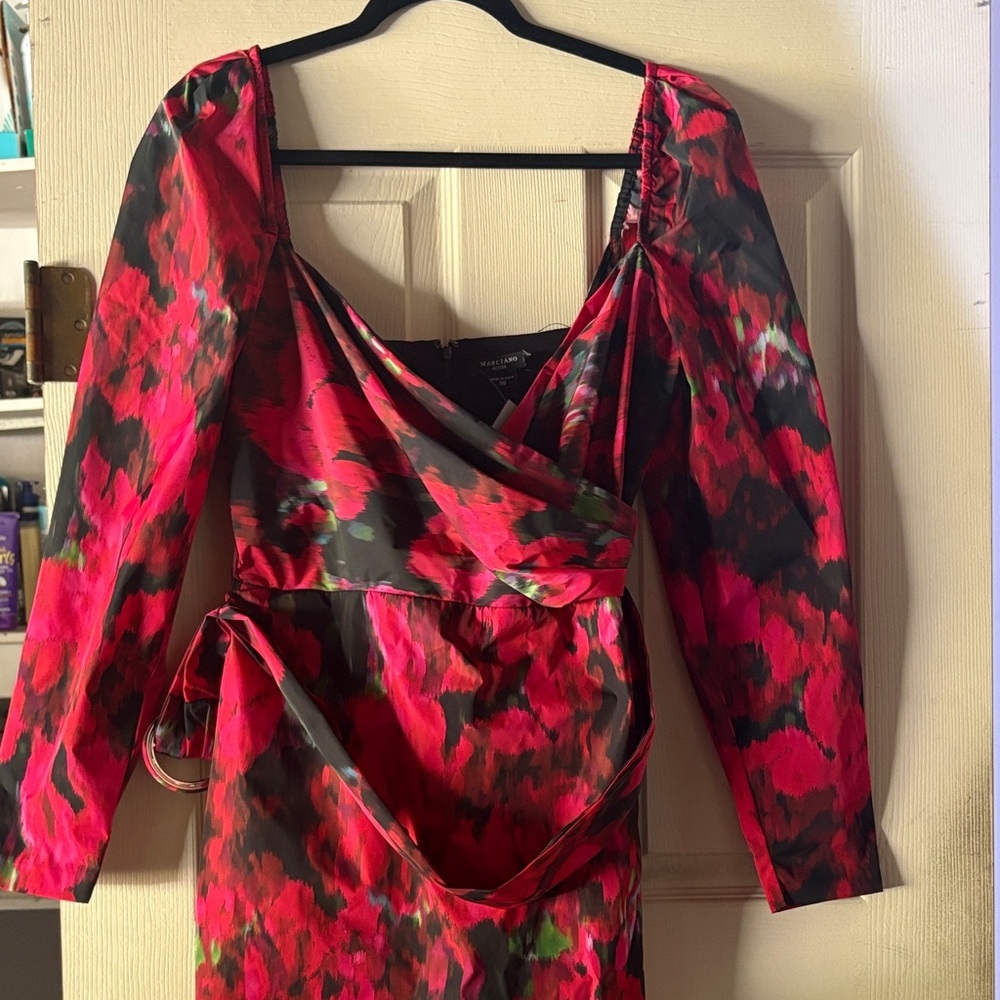 Marciano Elegant Red Floral Wrap Dress